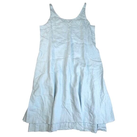 Eileen Fisher Sleeveless Layered Irish Linen Dress Blue XL NEW - Picture 2 of 9